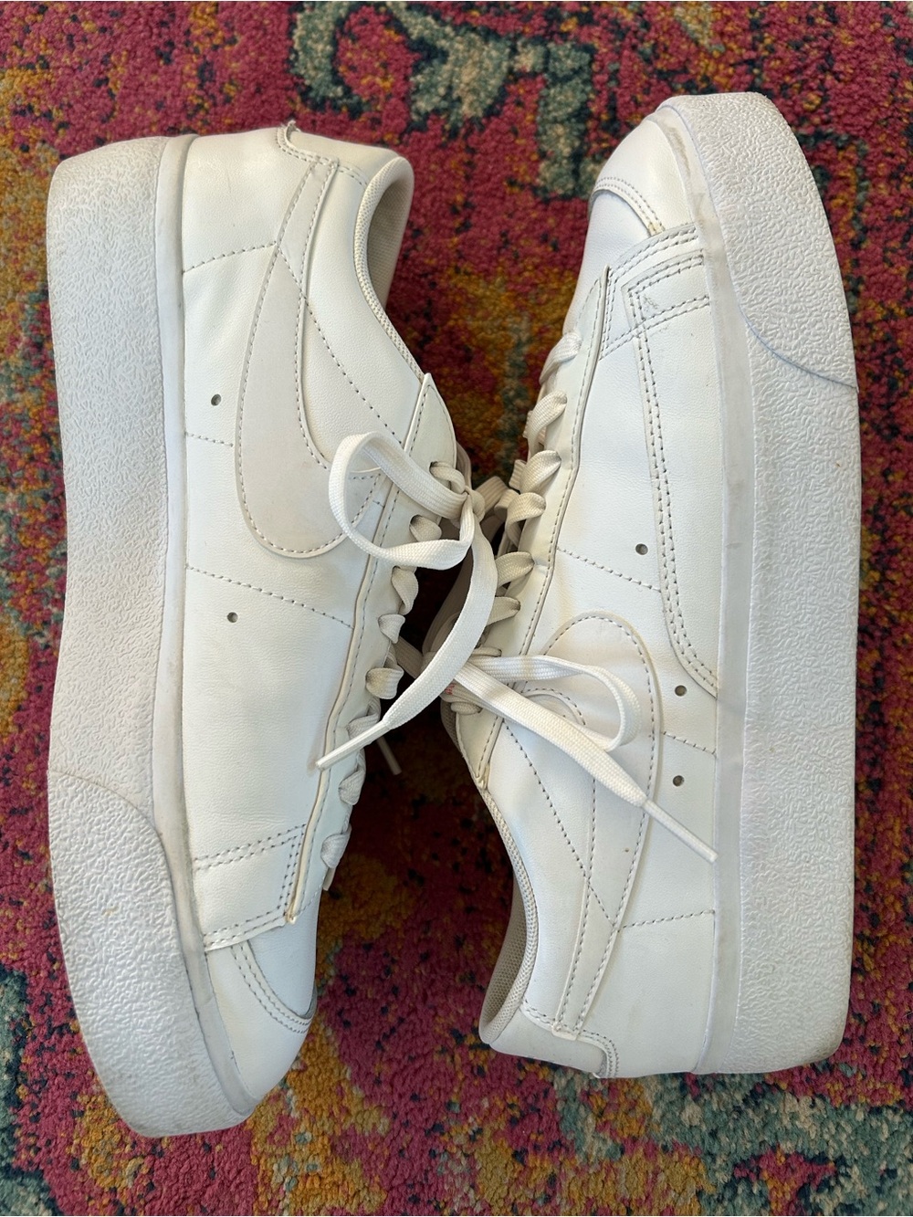 Nike | Women’s Triple White Leather Platform Blazer Low-Top Platform Shoes 10.5 - Picture 10 of 16